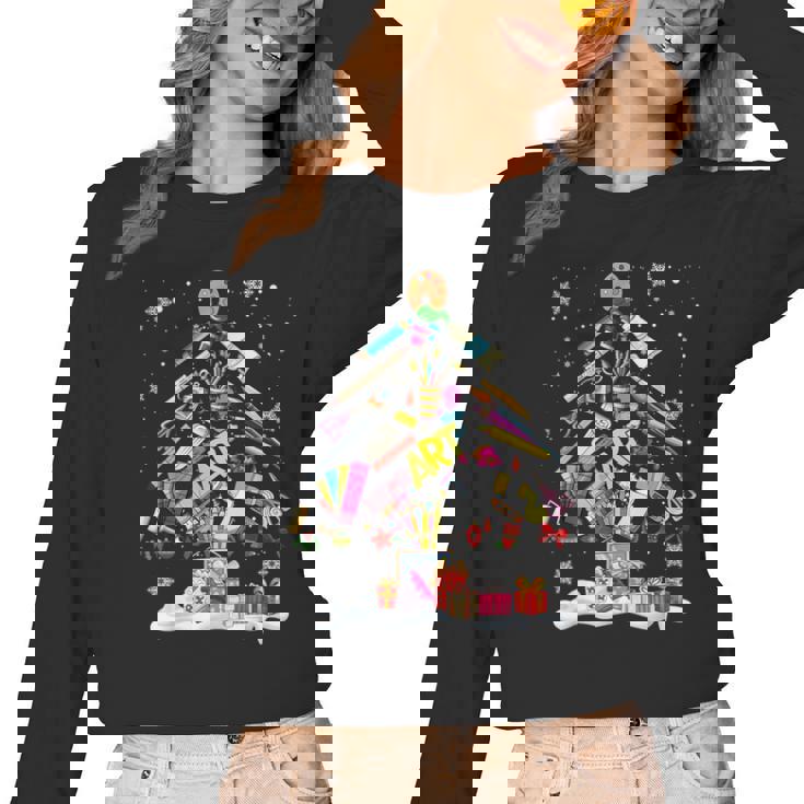 Paintbrush Christmas Tree Decor Xmas For Artist Art Teacher For Men Women Women Long Sleeve T-Shirt