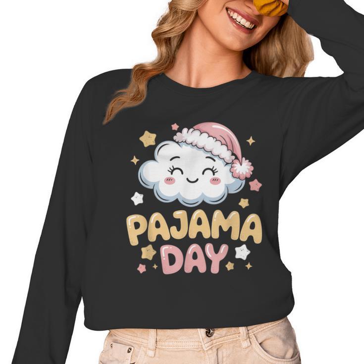 Pajama Day School Spirit Week Fun Cloud Teacher Women Long Sleeve T-Shirt