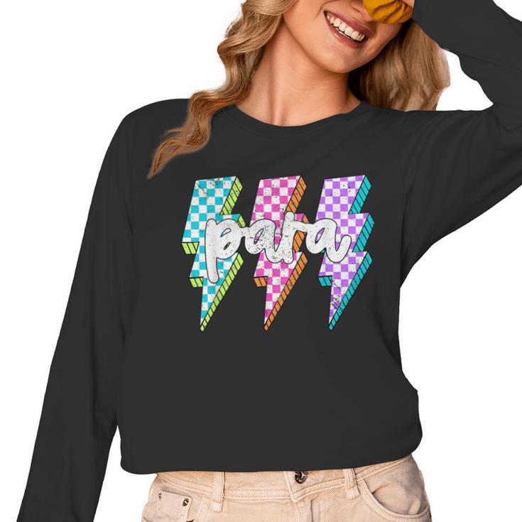 Para Squad Paraprofessional Teacher Lightning Bolt Women Long Sleeve T-Shirt