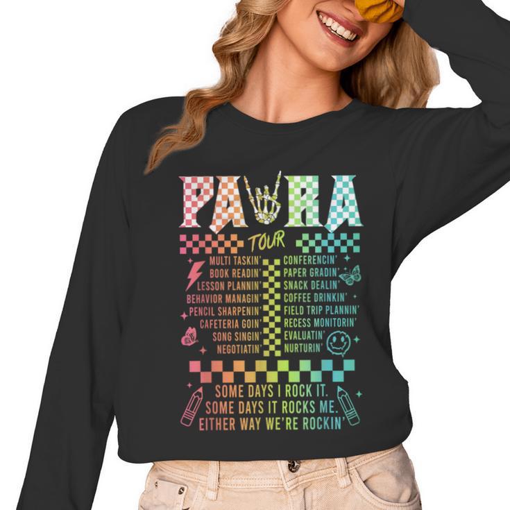 Para Tour Paraprofessional Squad Rock Teacher Back To School Women Long Sleeve T-Shirt