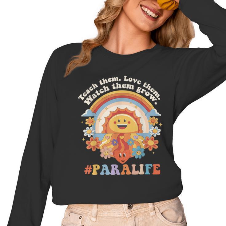 Paraprofessional Para Life Sun Flower Teacher Back To School Women Long Sleeve T-Shirt