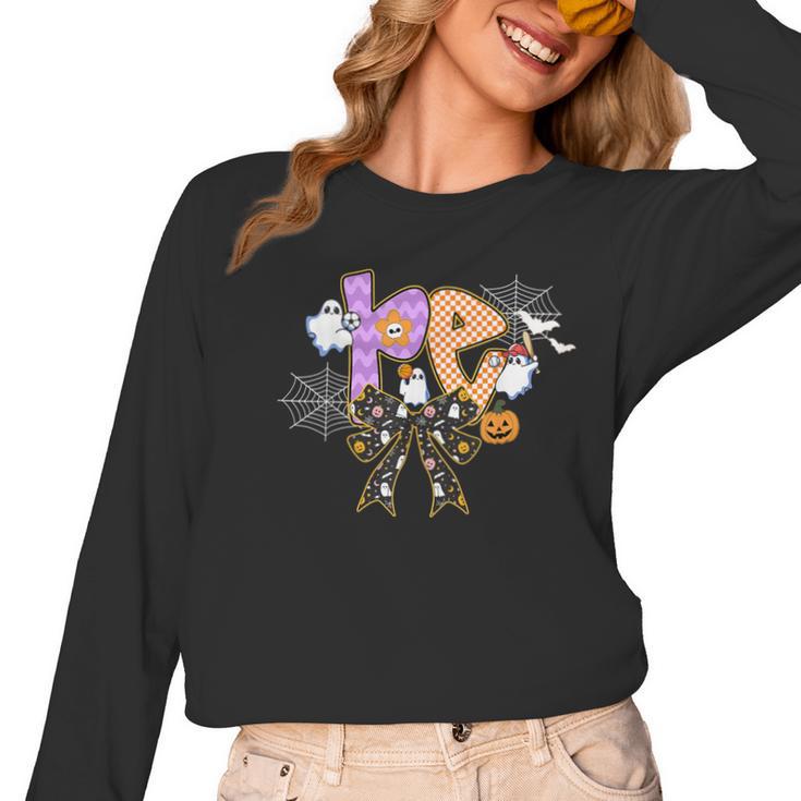 PE Teacher Coach Coquette Ghost Halloween Physical Education Women Long Sleeve T-Shirt