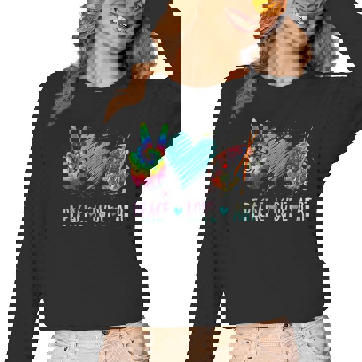 Peace Love Art Painting Palette Art Teacher Women Long Sleeve T-Shirt