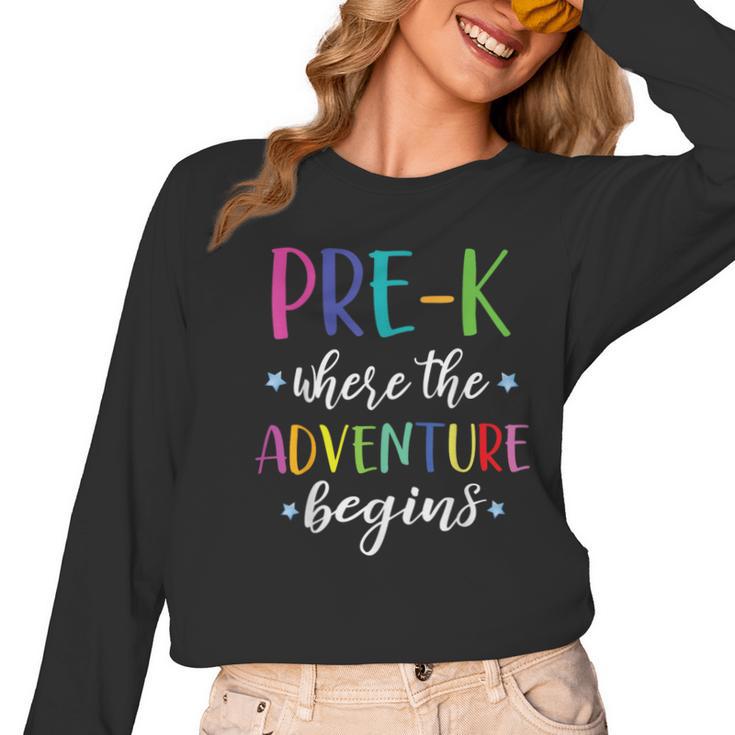 Pre-K Teacher Adventure Begins First Day Preschool Teachers Women Long Sleeve T-Shirt, trending gift Pre-K Teacher Adventure Begins First Day Preschool Teachers Women Long Sleeve T-Shirt, trending gift