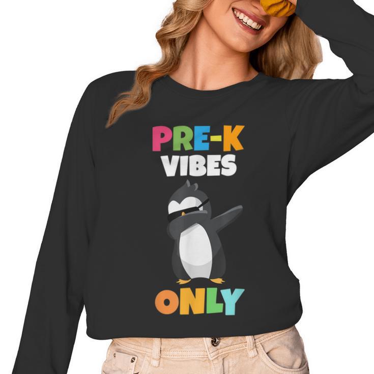 Pre-K Vibes Only Penguin Teachers Kids Back To School Women Long Sleeve T-Shirt