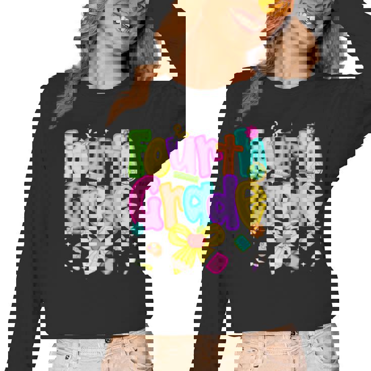 Preppy Fourth Grade Back To School 4th Grade Teacher Girls Women Long Sleeve T-Shirt