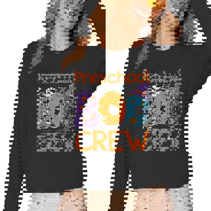 Preschool Boo Crew Preschool Halloween Teacher Kids Women Long Sleeve T-Shirt