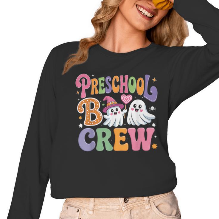 Preschool Boo Crew Preschool Teacher Student Halloween Women Long Sleeve T-Shirt