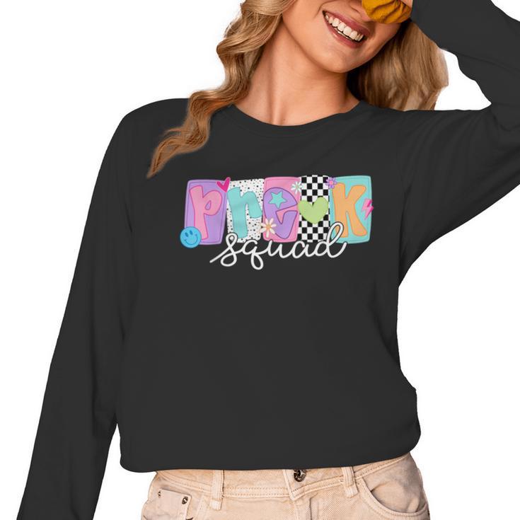 Preschool Squad Team Pre-K Crew Back To School Teacher Women Long Sleeve T-Shirt