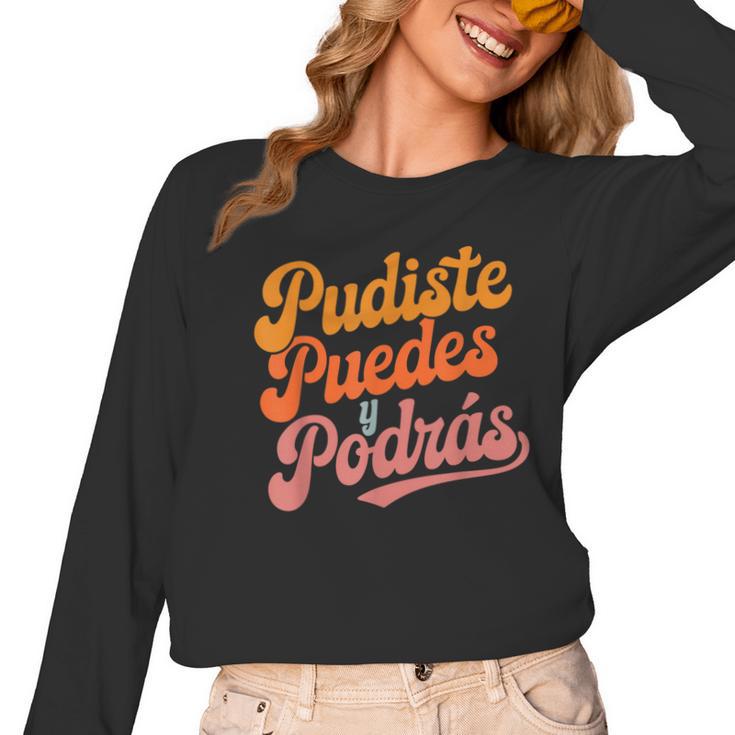 Pudiste Puedes Podras Maestra Spanish Teacher Women Long Sleeve T-Shirt