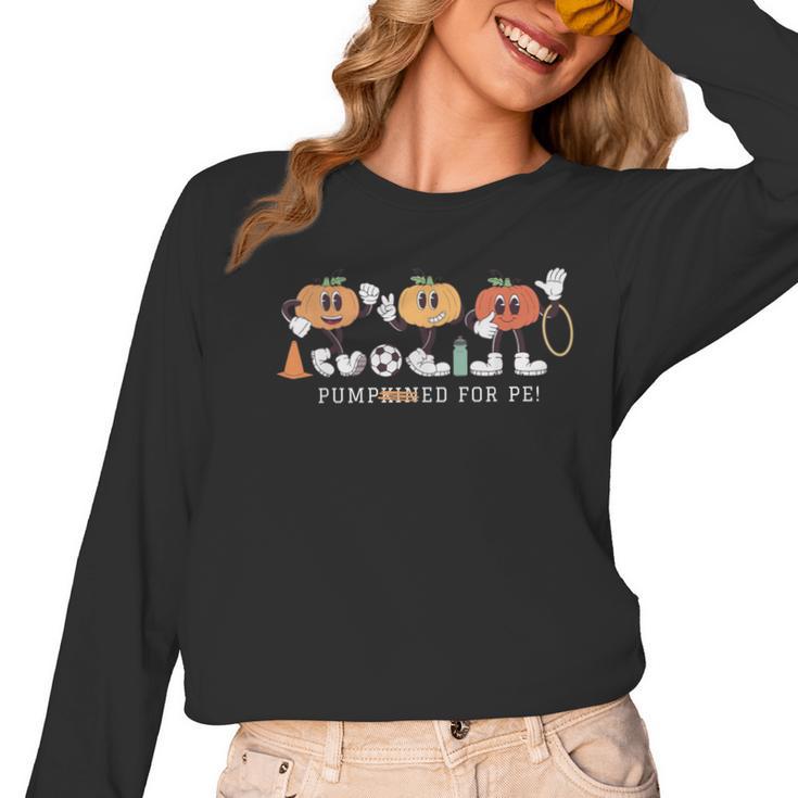 Pumpkin PE Teacher Team Physical Education Autumn Fall Women Long Sleeve T-Shirt