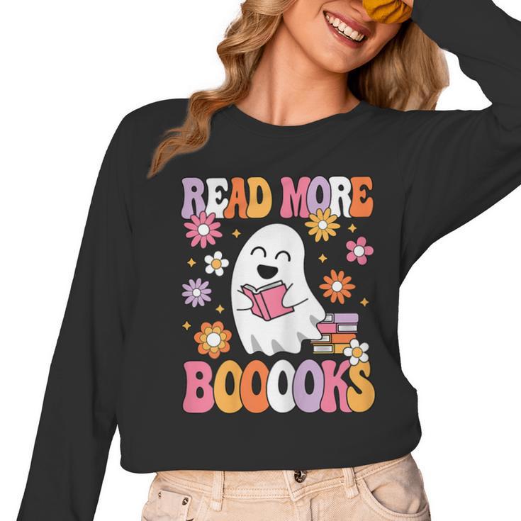 Read More Books Groovy Halloween Teacher Women Women Long Sleeve T-Shirt