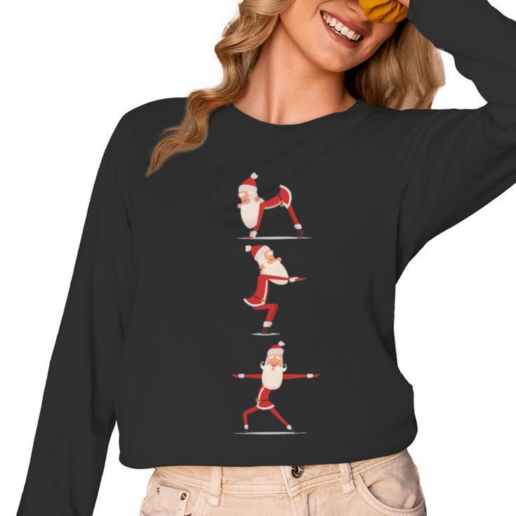 Santa Yoga Poses For Yogi Teacher Christmas Yoga Poses Women Long Sleeve T-Shirt