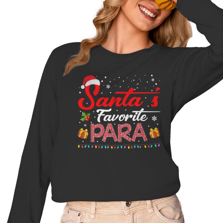 Santa's Favorite Para Christmas Paraprofessional Teacher Women Long Sleeve T-Shirt