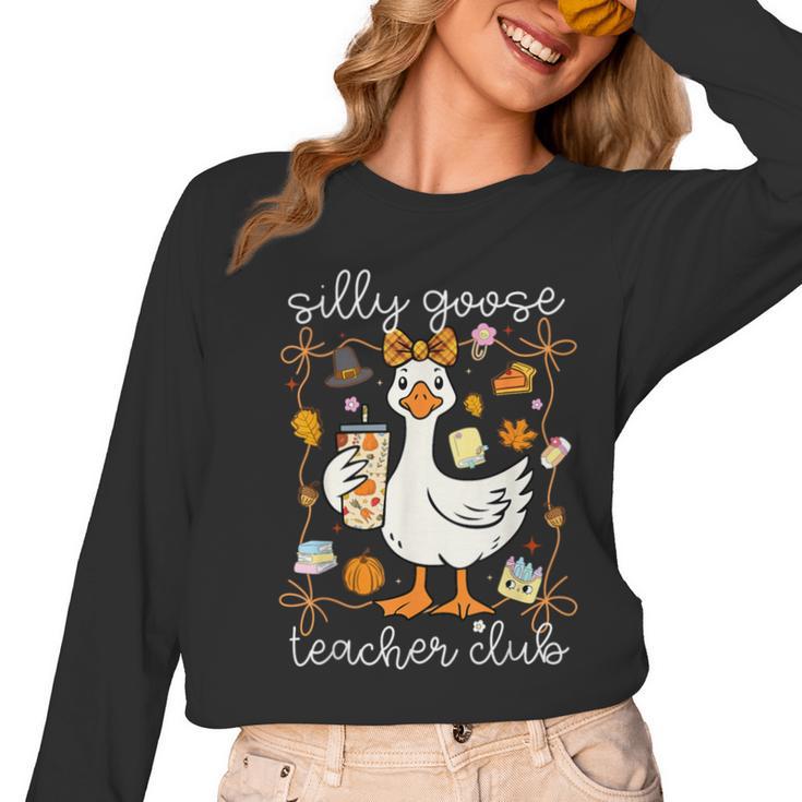 Silly Goose Teachers Club Cozy Fall Teacher Women Long Sleeve T-Shirt