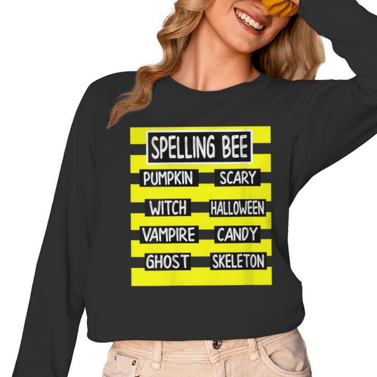 Spelling Bee Pun Halloween Costume For Teachers Women Long Sleeve T-Shirt