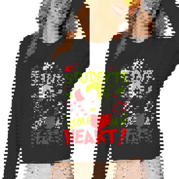 My Students Stole My Heart Teacher Holiday Merry Christmas Women Long Sleeve T-Shirt, trending gift