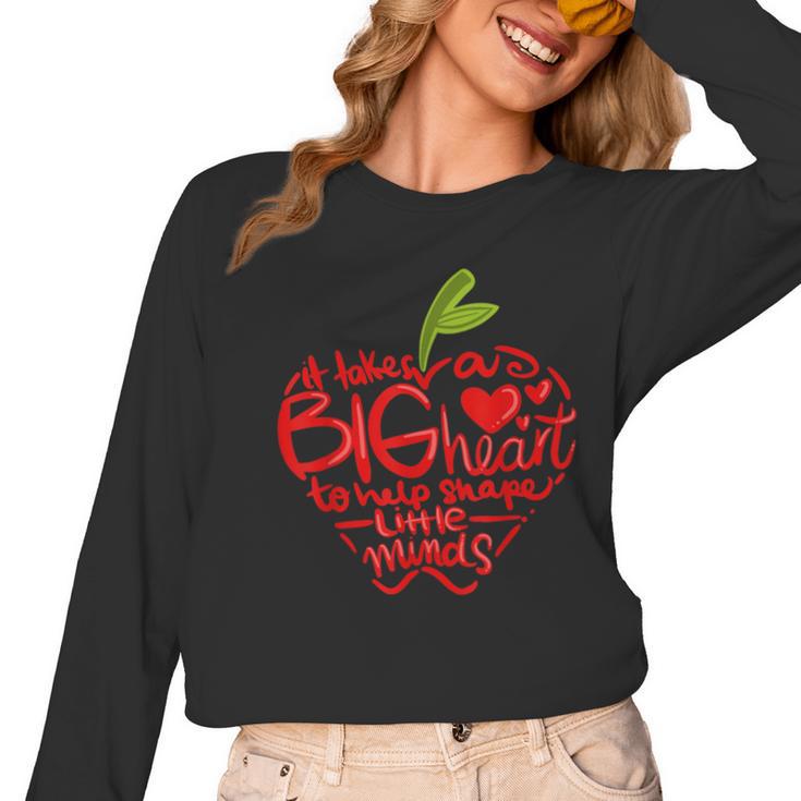 Teacher Day T Shirt Appreciation Day Apple Teach Learn Women Long Sleeve T-Shirt