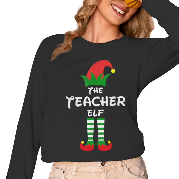 The Teacher Elf Family Matching Group Idea Christmas Women Long Sleeve T-Shirt