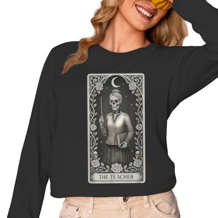 The Teacher Skeleton Tarot Card Women Long Sleeve T-Shirt