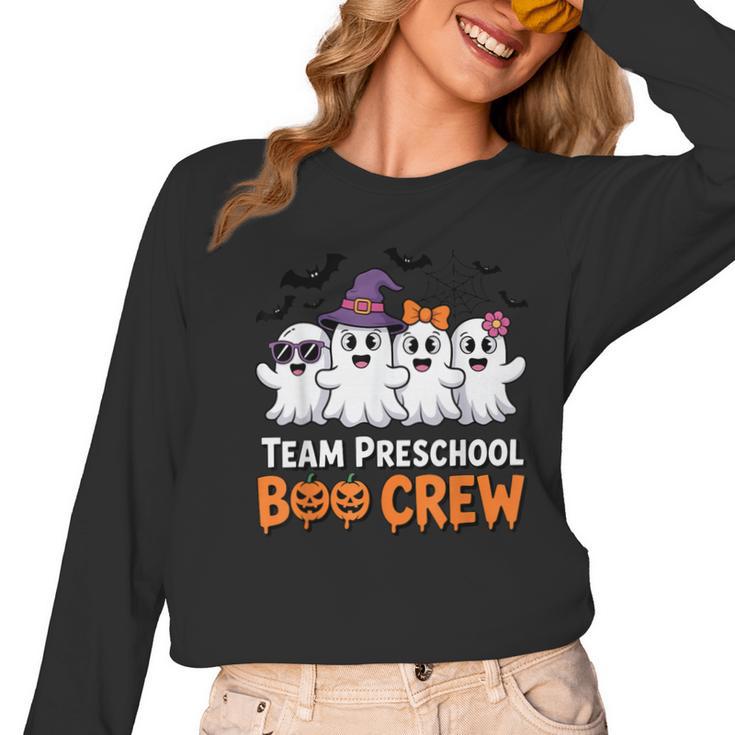 Team Preschool Boo Crew Halloween Teacher Student Costume Women Long Sleeve T-Shirt