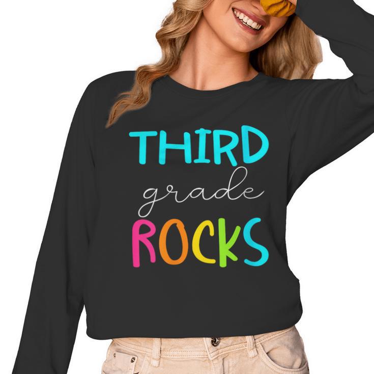 Third Grade Rocks Shirt Team 3rd Grade Teacher Women Long Sleeve T-Shirt