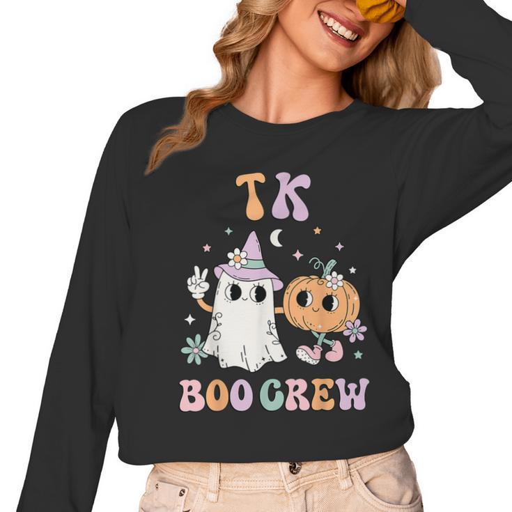 TK Boo Crew Retro Groovy Halloween Floral Ghost TK Teacher Men Women Kids Women Long Sleeve T-Shirt