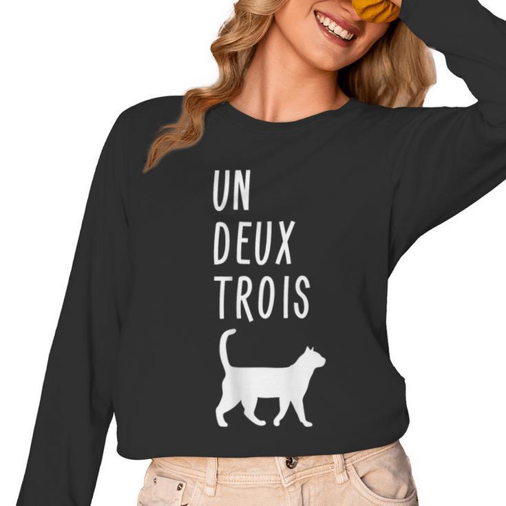 Un Deux Trois Cat Shirt French Teacher Women Long Sleeve T-Shirt