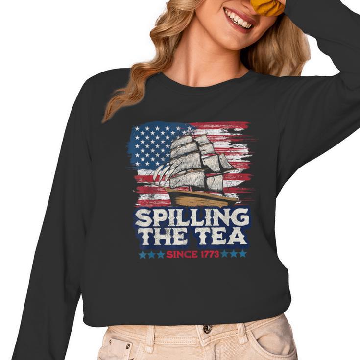 US History Teacher Boston Spilling The Tea Since 1773 Women Long Sleeve T-Shirt