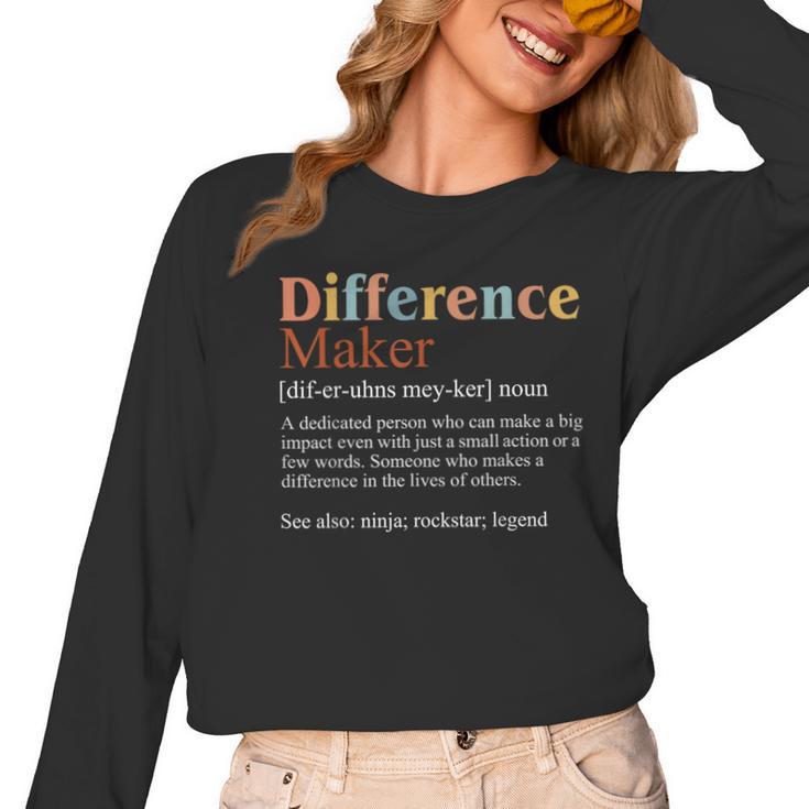 Vintage Difference Maker Definition Teachers Mom Boss Women Women Long Sleeve T-Shirt