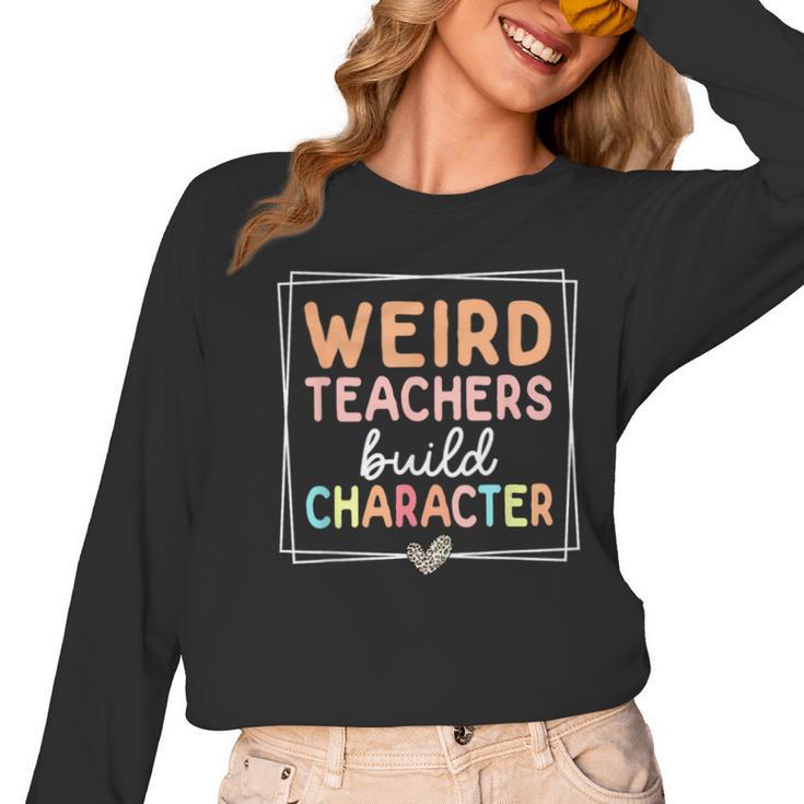 Weird Teachers Build Character Leopard Retro Teacher Women Long Sleeve T-Shirt