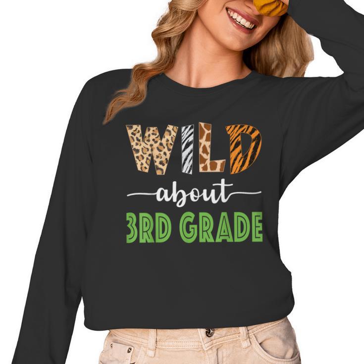 Wild About 3rd Grade Teacher Student Third Grade Zoo Safari Men Women Girls Kids Women Long Sleeve T-Shirt