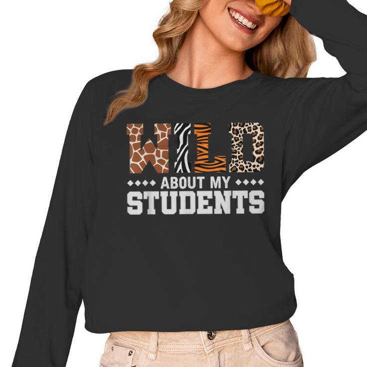 Wild About My Students Shirt Animals Teacher Women Long Sleeve T-Shirt