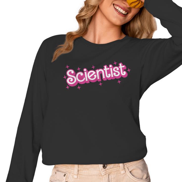 Women Retro Pink Scientist Science Teacher Back To School Women Long Sleeve T-Shirt