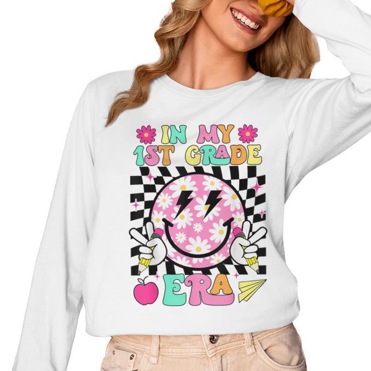 In My 1st Grade Era Smile Face Back To School Teacher Kid Women Long Sleeve T-Shirt