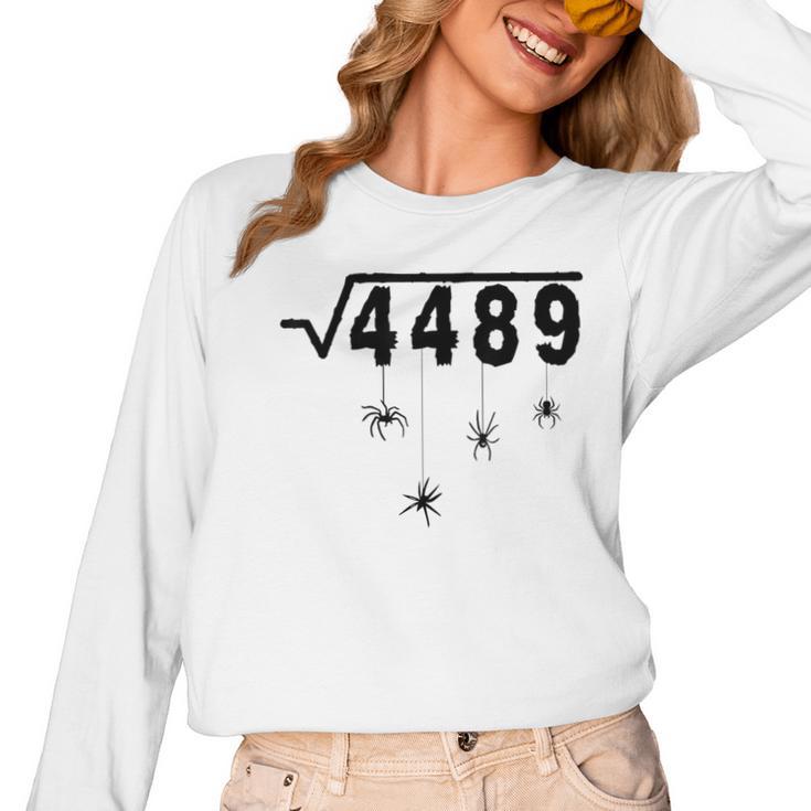 67 Meme Math Teacher 6 7 Halloween Spiders Square Root 4489 Women Long Sleeve T-Shirt