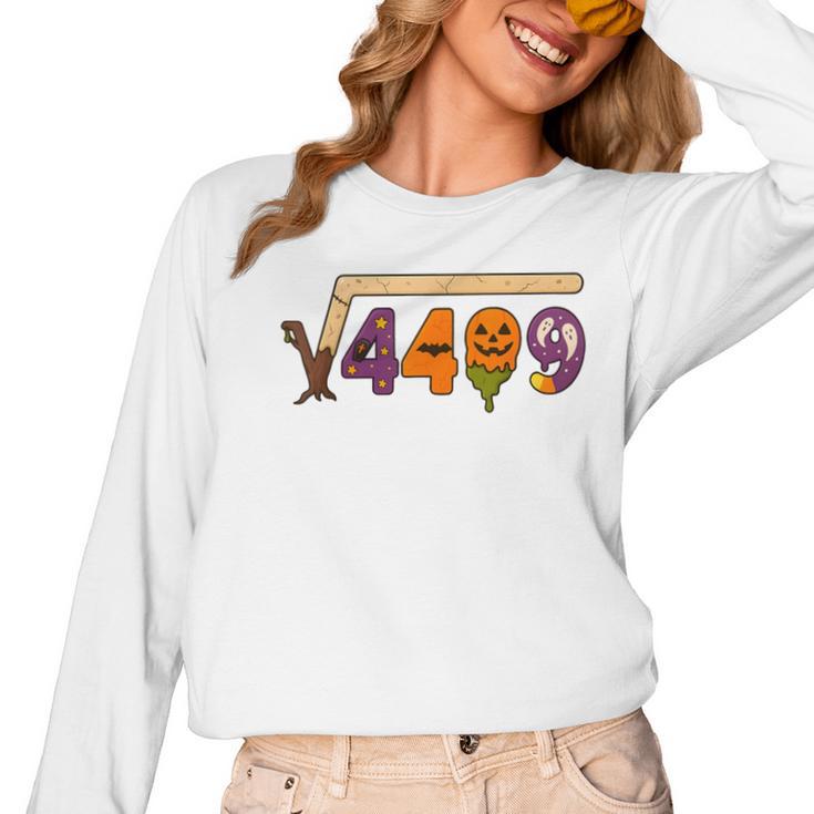 67 Meme Math Teacher 6 7 Halloween Square Root 4489 Women Long Sleeve T-Shirt
