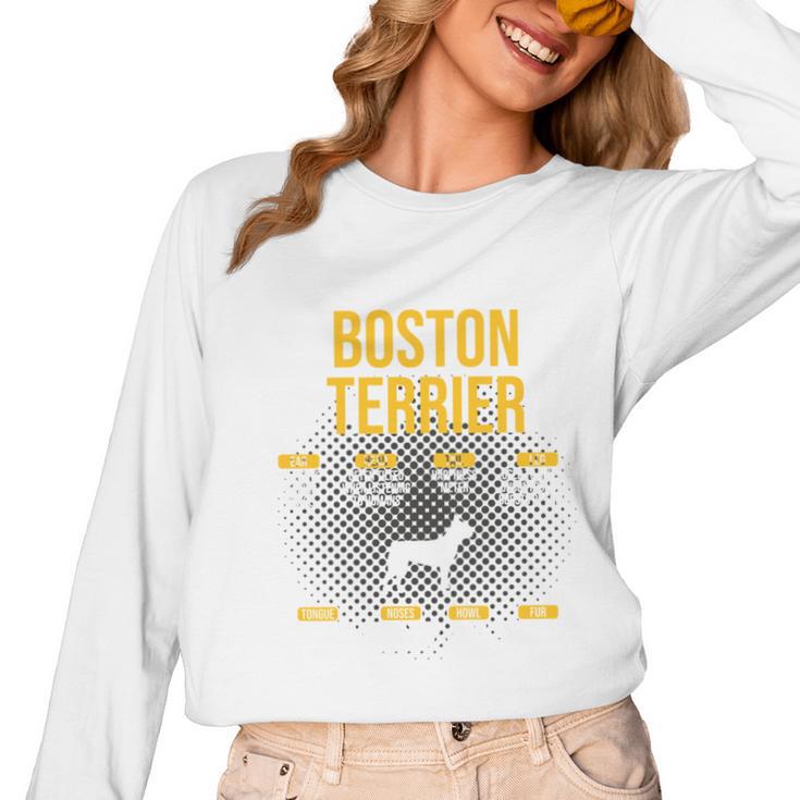 Anatomy Of Boston Terrier Dog Lover Women Long Sleeve T-Shirt