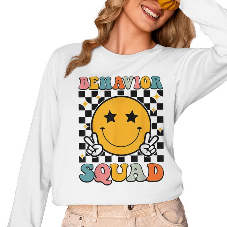 Behavior Squad Specialist Analyst Behavior Teacher Retro Women Long Sleeve T-Shirt