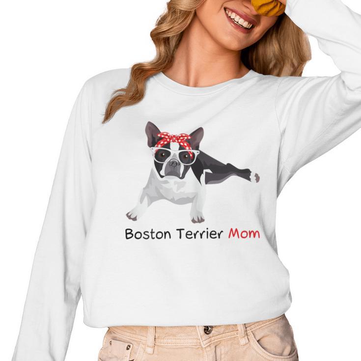 Boston Terrier Mom Bandana Boston Terrier Dog Women Long Sleeve T-Shirt