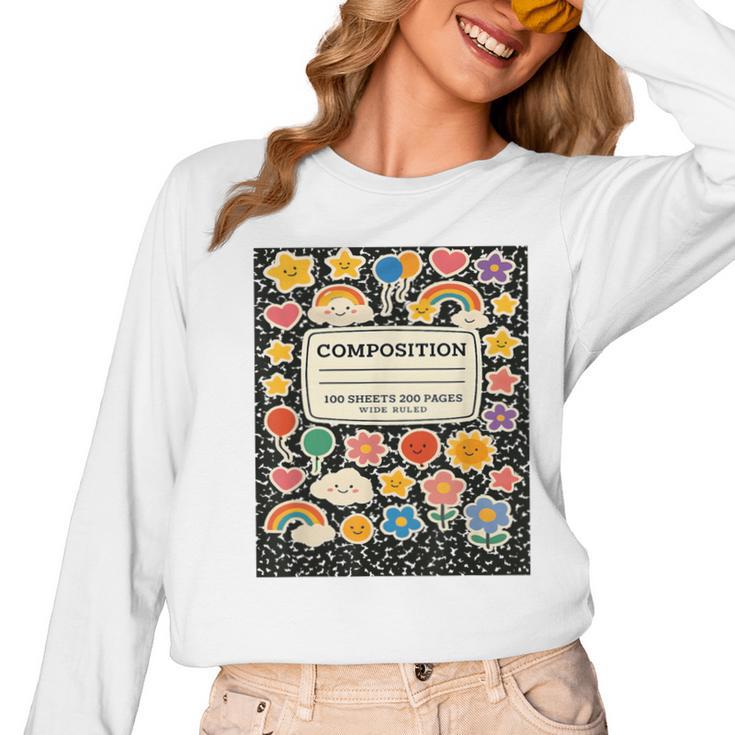 Composition Notebook Costume Teacher Matching Halloween Book Women Long Sleeve T-Shirt