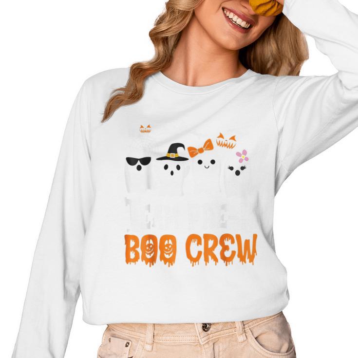 Cute Ghost Team Pre K Boo Crew Halloween Teacher Student Women Long Sleeve T-Shirt