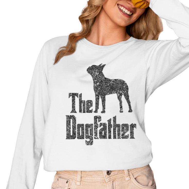 The Dogfather Boston Terrier Dog Funny Dog Gift T-Shirt For Men Women Girls Kids Women Long Sleeve T-Shirt