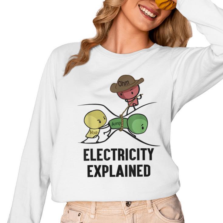 Electricity Explained Physics Nerd I Teacher School Women Long Sleeve T-Shirt