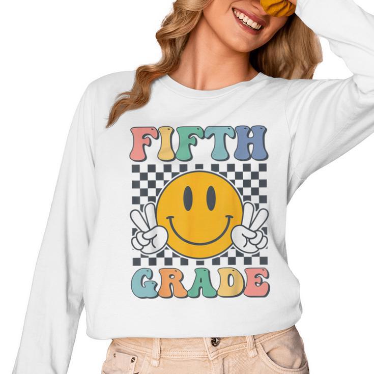Fifth Grade Team Teachers Boys Girls Retro Smile 5th Grade Women Long Sleeve T-Shirt