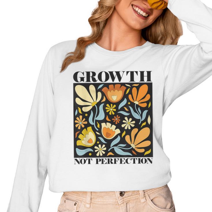 Growth Not Perfection Abstract Florals SPED Teacher Women Long Sleeve T-Shirt