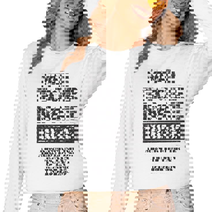 Halloween Math Teacher Prisoner Costume Women Long Sleeve T-Shirt