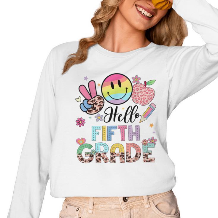 Hello 5th Grade Boy Girl Teacher Back To School 5th Grade Women Long Sleeve T-Shirt