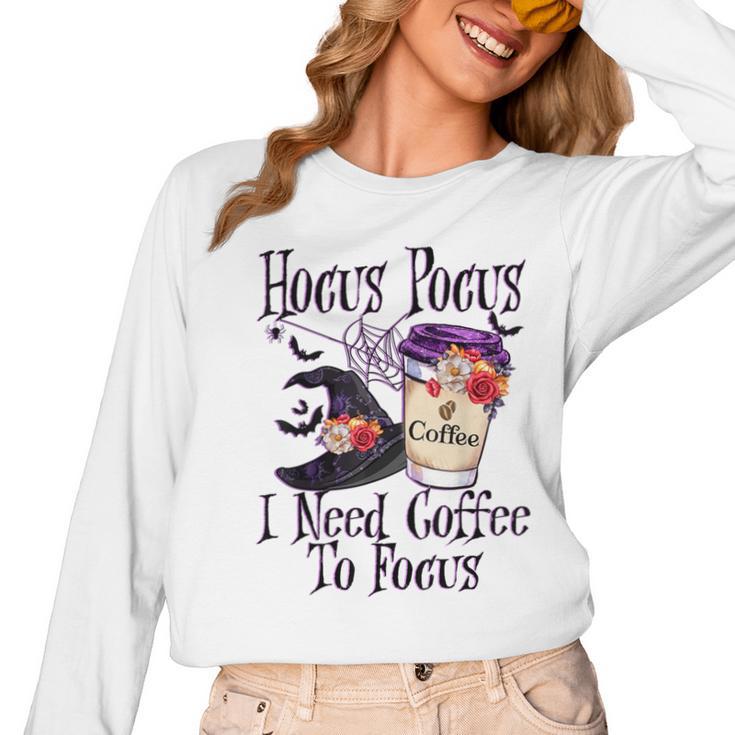 Hocus Pocus I Need Coffee To Focus Halloween Teacher Women Long Sleeve T-Shirt, trending gift Hocus Pocus I Need Coffee To Focus Halloween Teacher Women Long Sleeve T-Shirt, trending gift