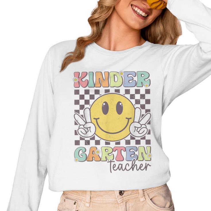 Kindergarten Teacher Team Hippie Smile Face Back To School Women Long Sleeve T-Shirt